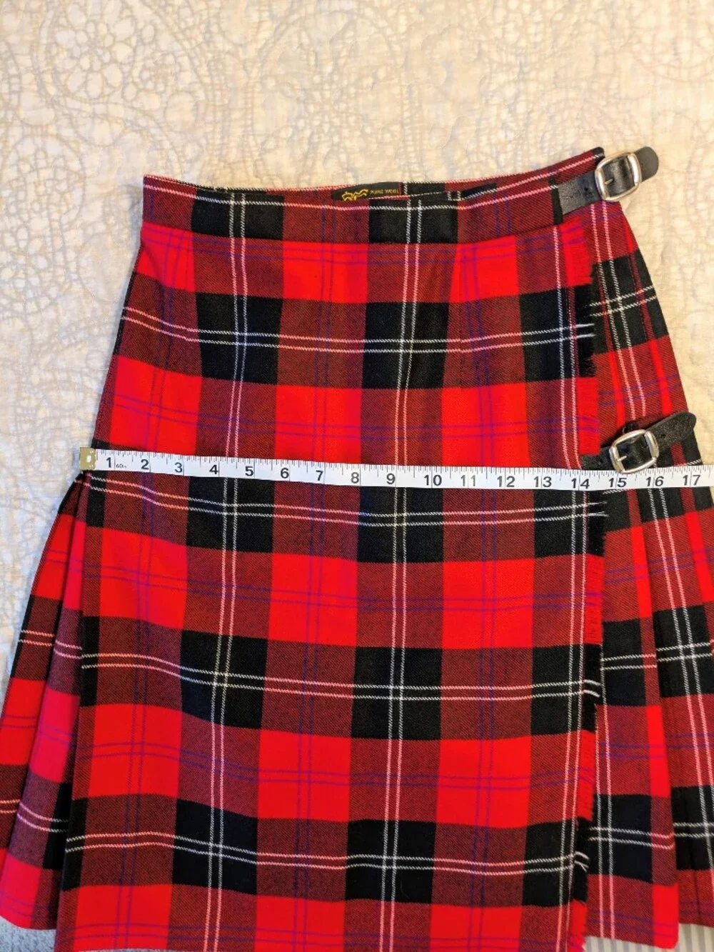 Glengary Scotland Vintage 100% Wool Tartan Wrap Pleated Skirt with Buckle Detail - Picture 5 of 15
